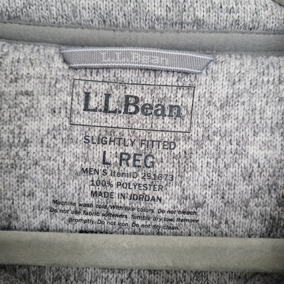 L.L. Bean Full-Zip Sweater Jacket Men's Large Gray Heather - Picture 4 of 4
